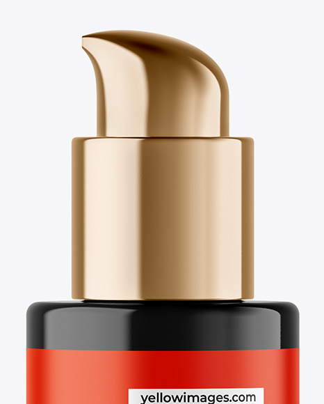 Glossy Cosmetic Bottle with Pump Mockup