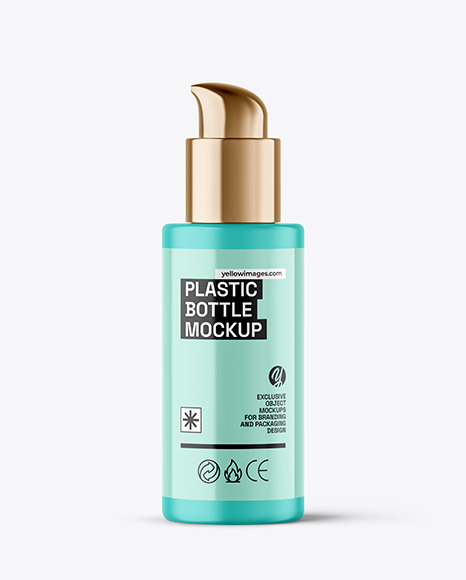 Matte Cosmetic Bottle with Pump Mockup - Hot sauce bottle mockup