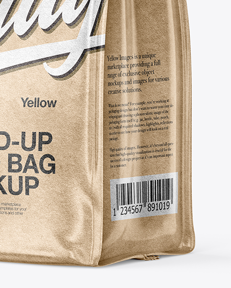 Kraft Paper Food Bag Mockup - Half Side View