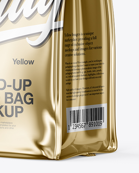 Metallic Food Bag Mockup - Half Side View