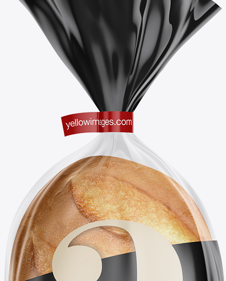 Glossy Transparent Bread Package With Clip Mockup