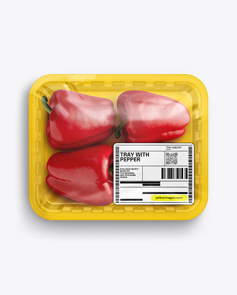 Tray With Red Peppers Mockup