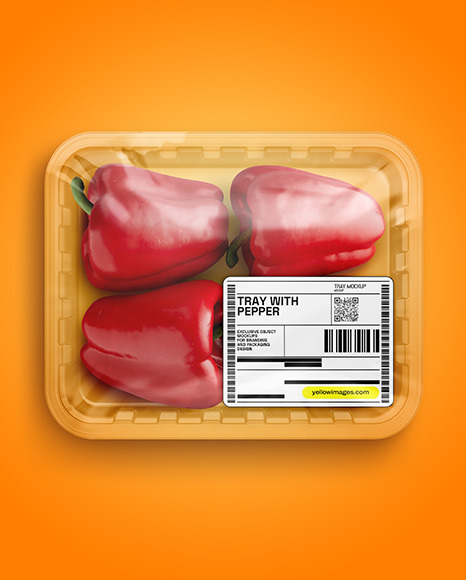 Tray With Red Peppers Mockup