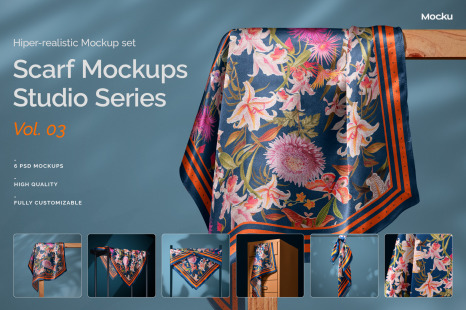 Silk Scarf Mockup Pack - Vol. 03 - Textil design