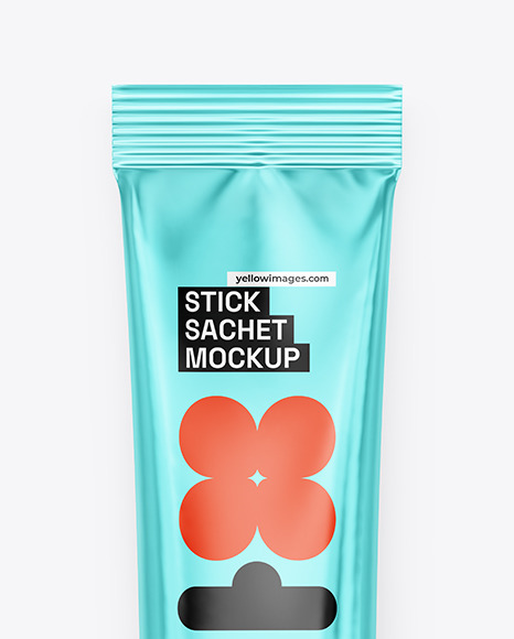 Glossy Metallic Stick Sachet Mockup