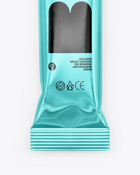 Glossy Metallic Stick Sachet Mockup