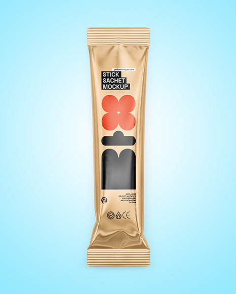 Glossy Metallic Stick Sachet Mockup