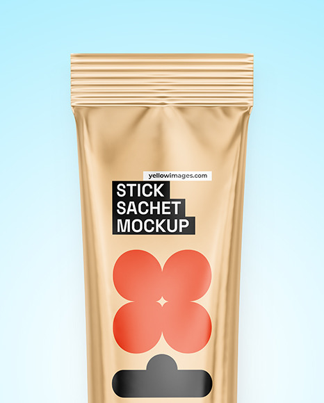 Glossy Metallic Stick Sachet Mockup