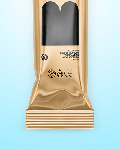 Glossy Metallic Stick Sachet Mockup