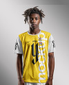 A Soccer Player with Dreadlocks Wearing a Soccer Jersey Mockup