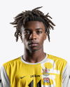 A Soccer Player with Dreadlocks Wearing a Soccer Jersey Mockup