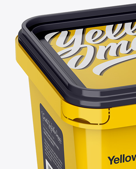 Glossy Plastic Container Mockup - Half Side View (High-Angle Shot)