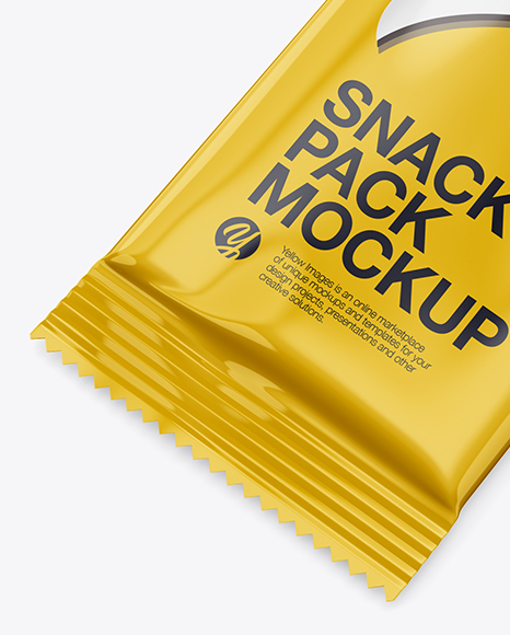 Glossy Snack Pack Mockup - Half Side View (High Angle Shot)