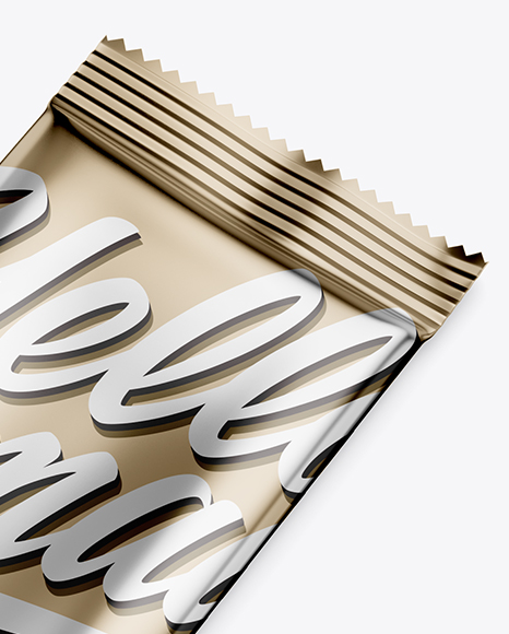 Metallic Snack Pack Mockup - Half Side View (High Angle Shot)