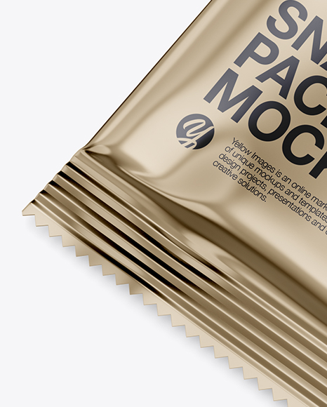 Metallic Snack Pack Mockup - Half Side View (High Angle Shot)