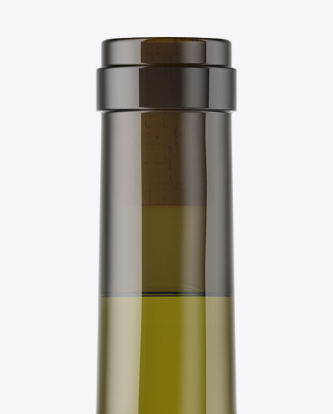 Antique Green Glass Bottle With White Wine Mockup