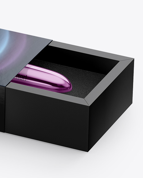 Opened Box with Vibrator Mockup - Half Side View