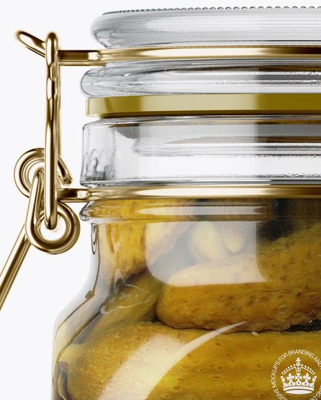 900ml Pickled Cucumbers Glass Jar w/ Clamp Lid Mockup - Free Download