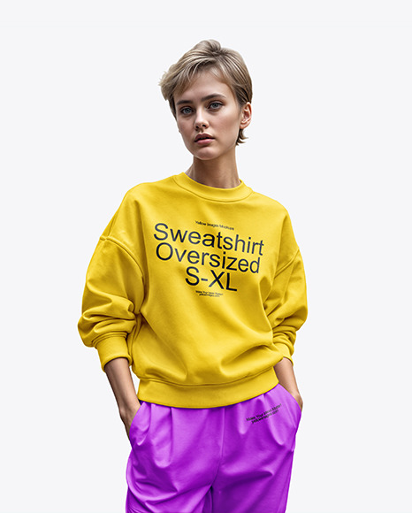 Woman Wearing an Oversize Sweatshirt and Pants Mockup