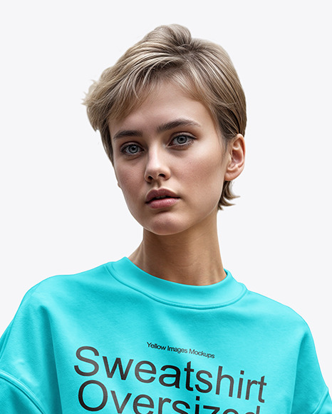 Woman Wearing an Oversize Sweatshirt and Pants Mockup