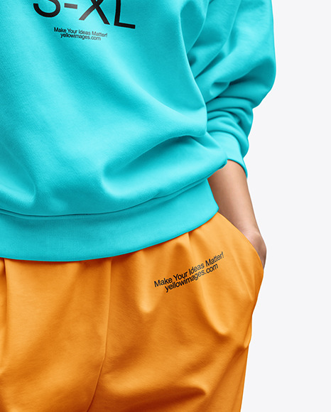 Woman Wearing an Oversize Sweatshirt and Pants Mockup