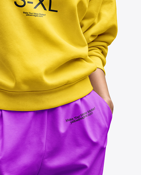 Woman Wearing an Oversize Sweatshirt and Pants Mockup