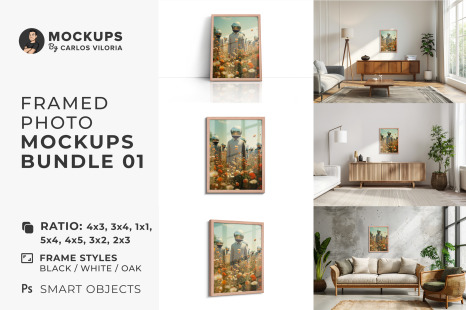 Framed Photo Mockups Bundle 01 - Portraits