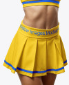 Cheerleader Girl with Pom Pom Wearing Crop Top and Skirt Mockup