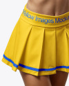 Cheerleader Girl with Pom Pom Wearing Crop Top and Skirt Mockup