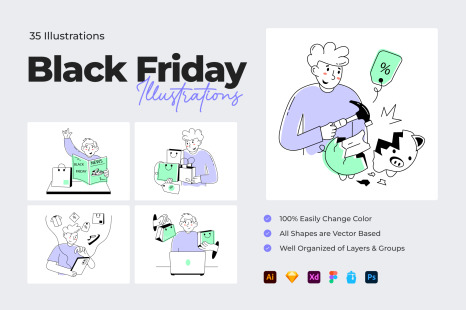 Black Friday Illustrations - Big sales