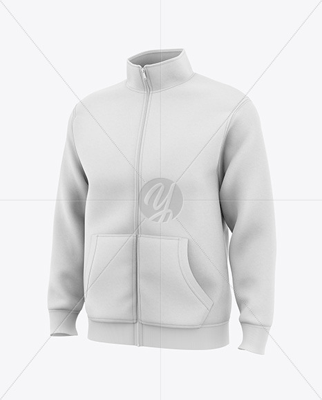 Men’s Full-Zip Sweatshirt Mockup - Half Side View