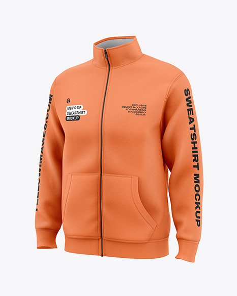 Men’s Full-Zip Sweatshirt Mockup - Half Side View