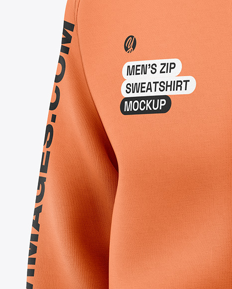 Men’s Full-Zip Sweatshirt Mockup - Half Side View
