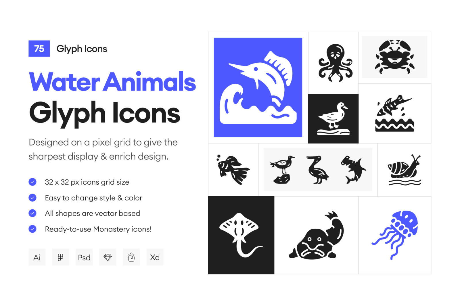 Water Animals Icons Water Animals Icons