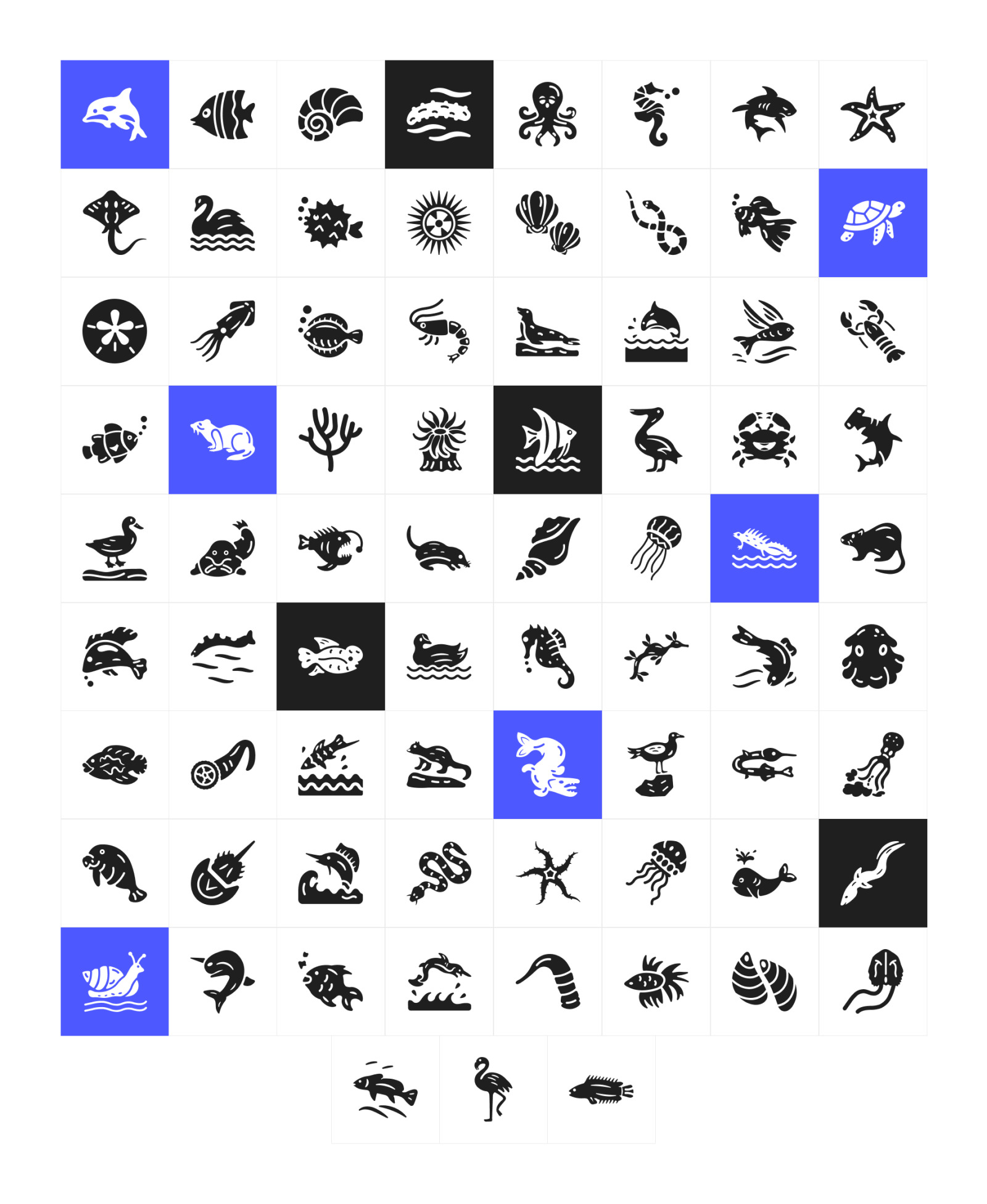 Water Animals Icons Water Animals Icons