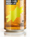 Transparent Can of Lager Beer with Drops of Condensation Mockup