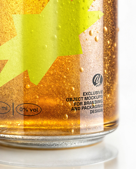 Transparent Can of Lager Beer with Drops of Condensation Mockup