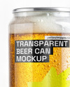 Transparent Can of Lager Beer with Drops of Condensation Mockup