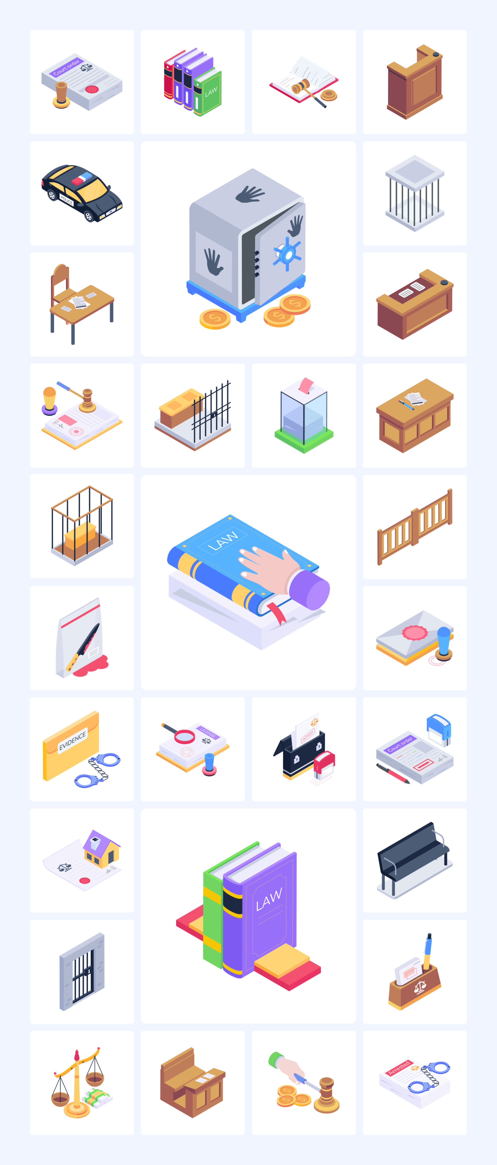 Law and Justice Isometric Icons