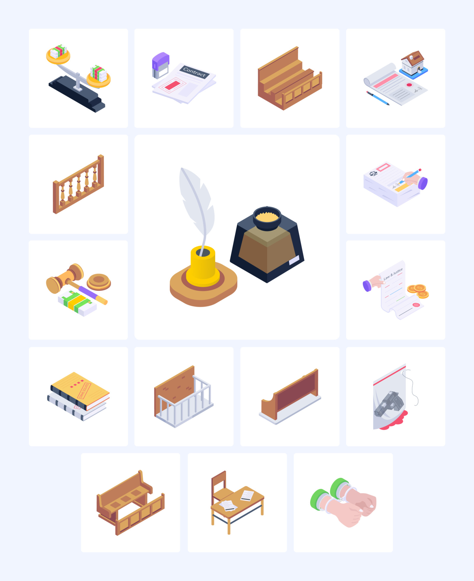 Law and Justice Isometric Icons