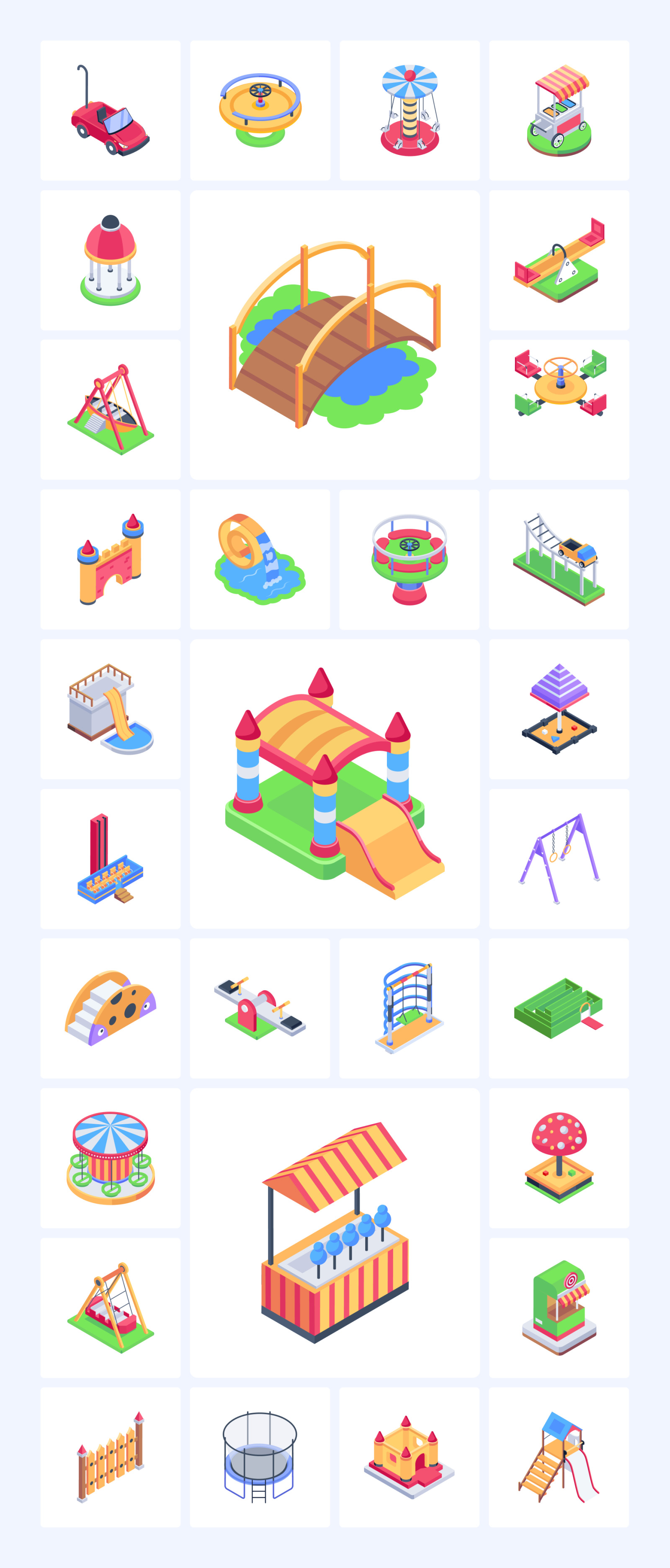 Amusement Park Isometric Icons Amusement Park Isometric Icons