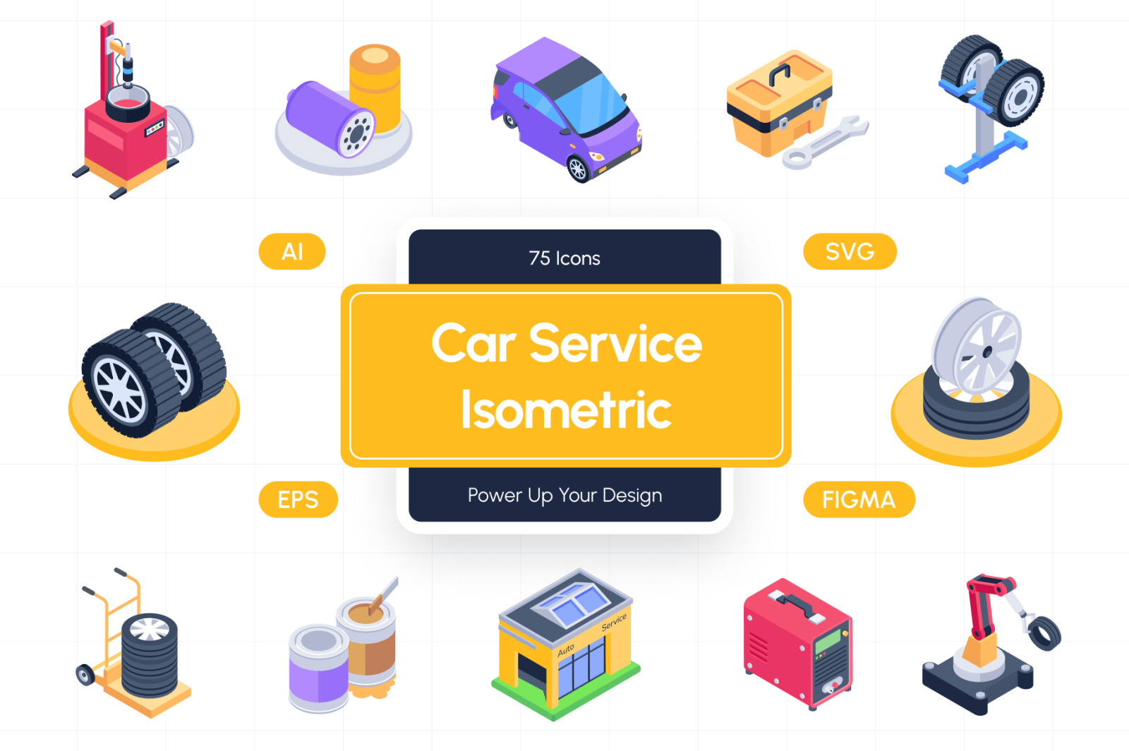 Car Service Isometric Icons Car Service Isometric Icons