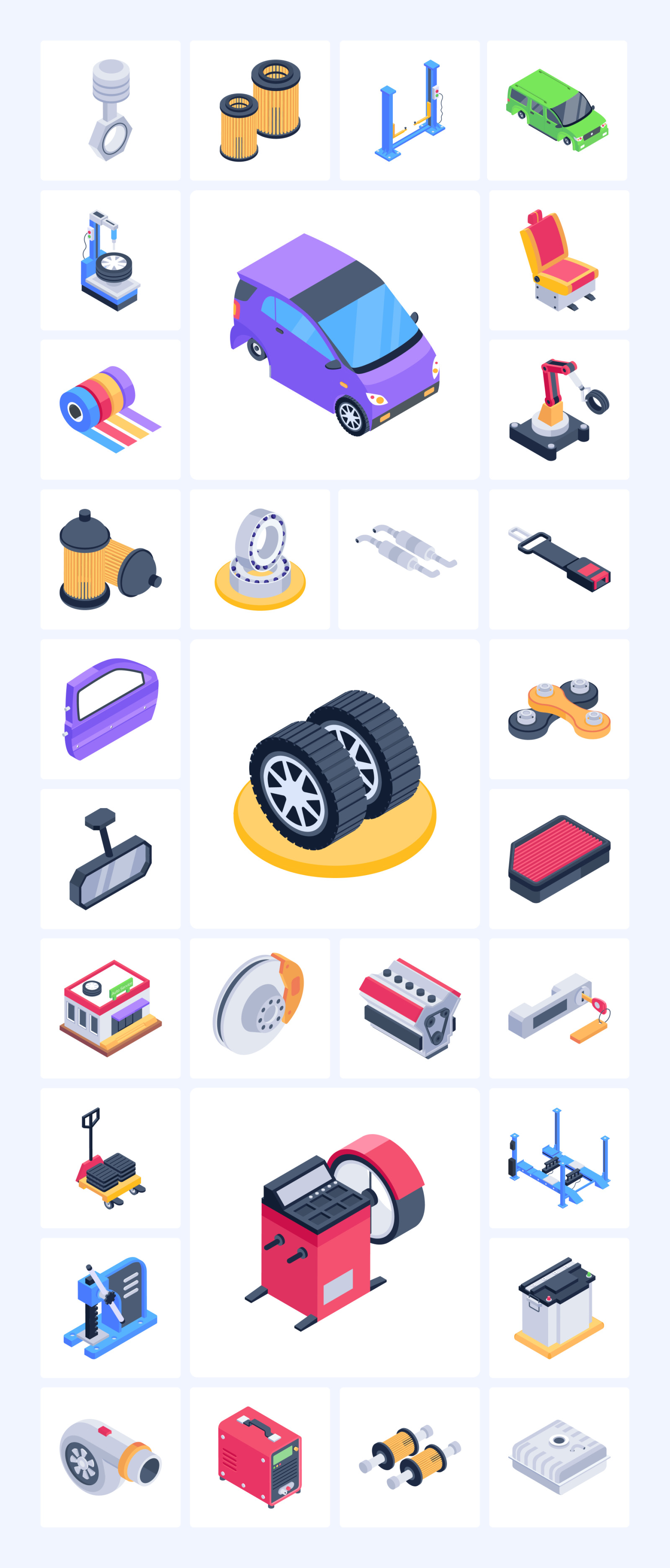 Car Service Isometric Icons Car Service Isometric Icons