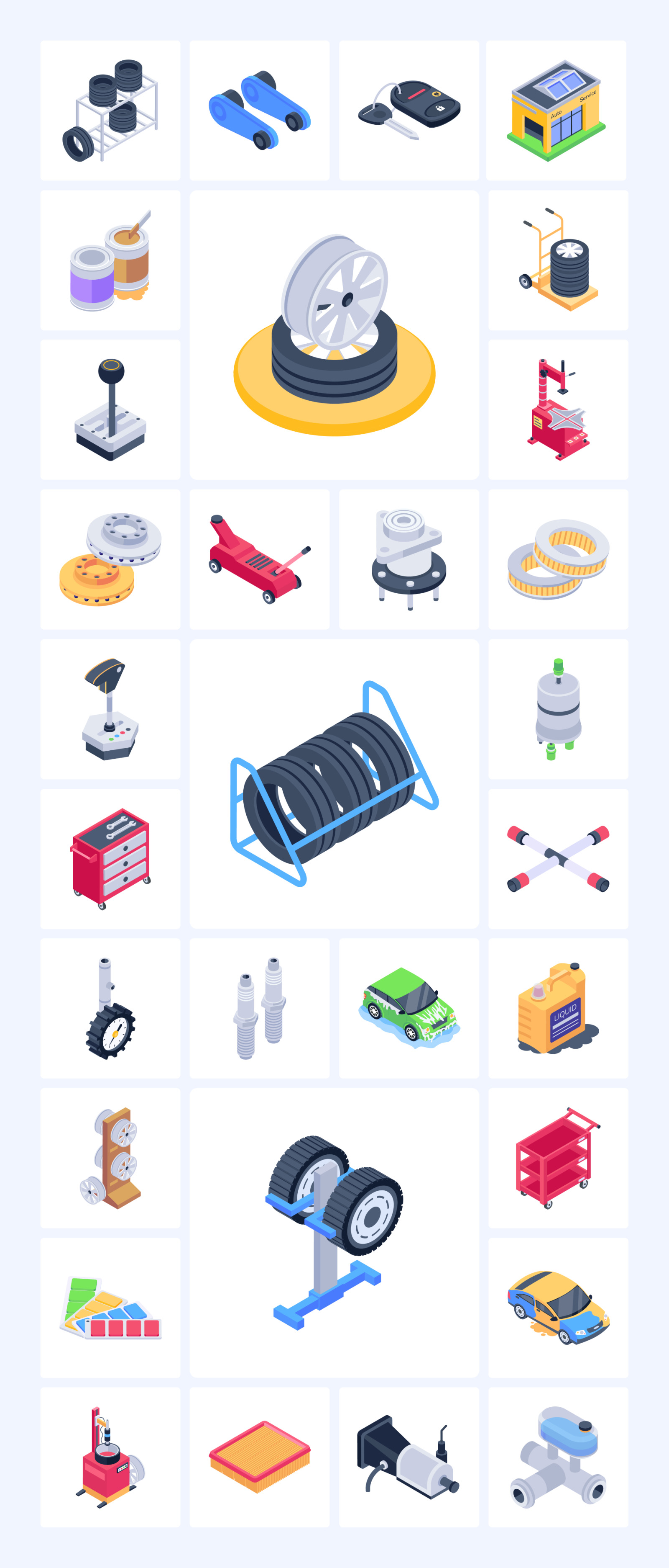 Car Service Isometric Icons Car Service Isometric Icons