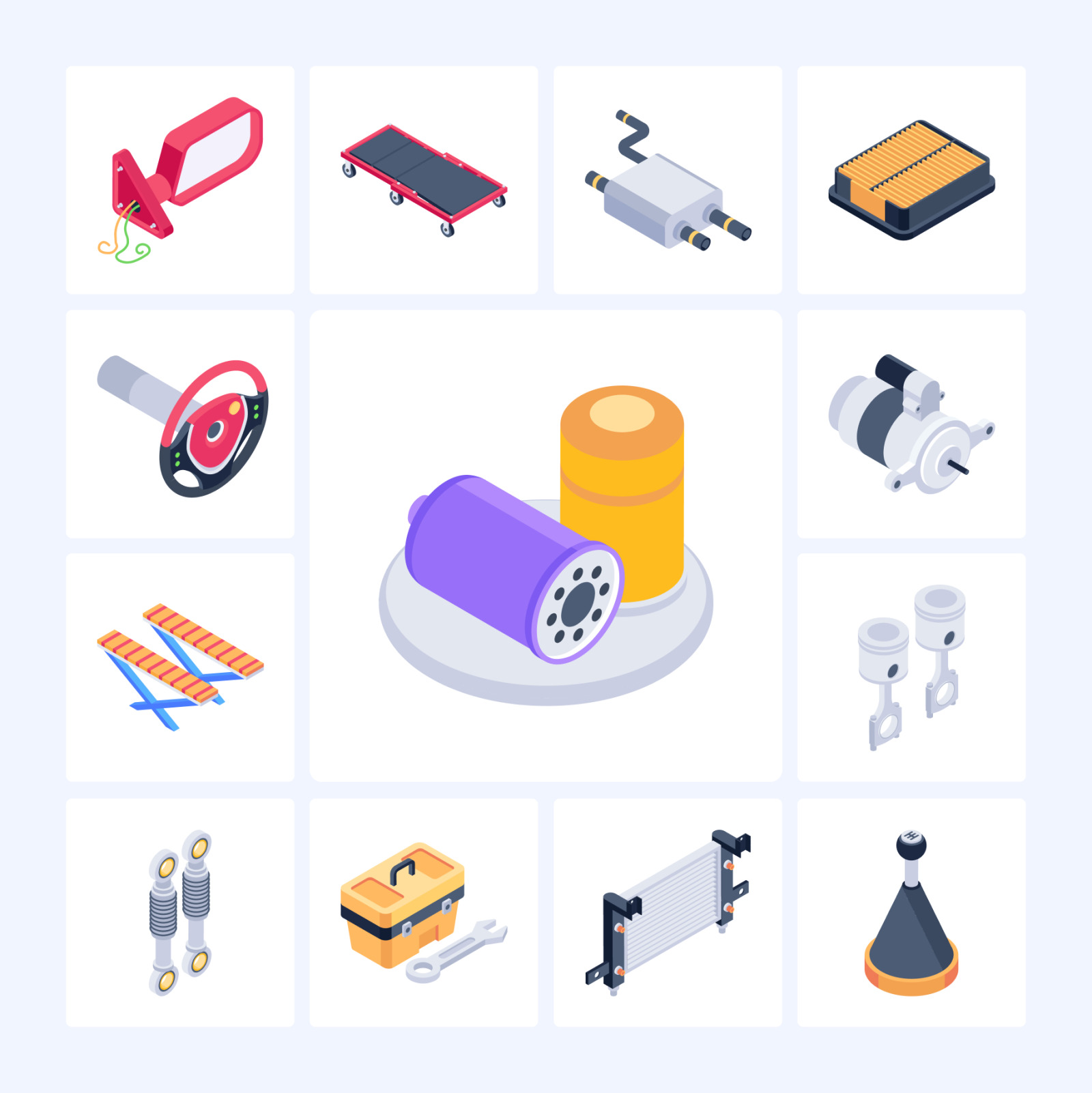 Car Service Isometric Icons Car Service Isometric Icons