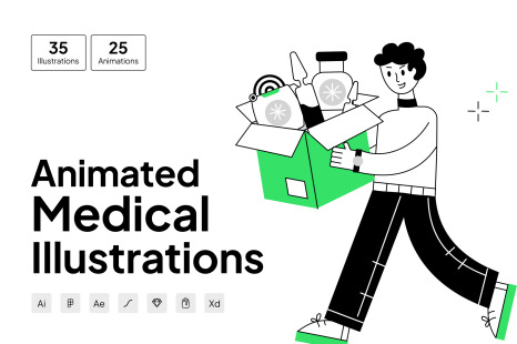 Animated Medical Mini Illustrations - Linear illustration