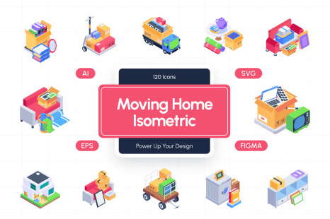 Moving Home Isometric Icons - Isometric vectors