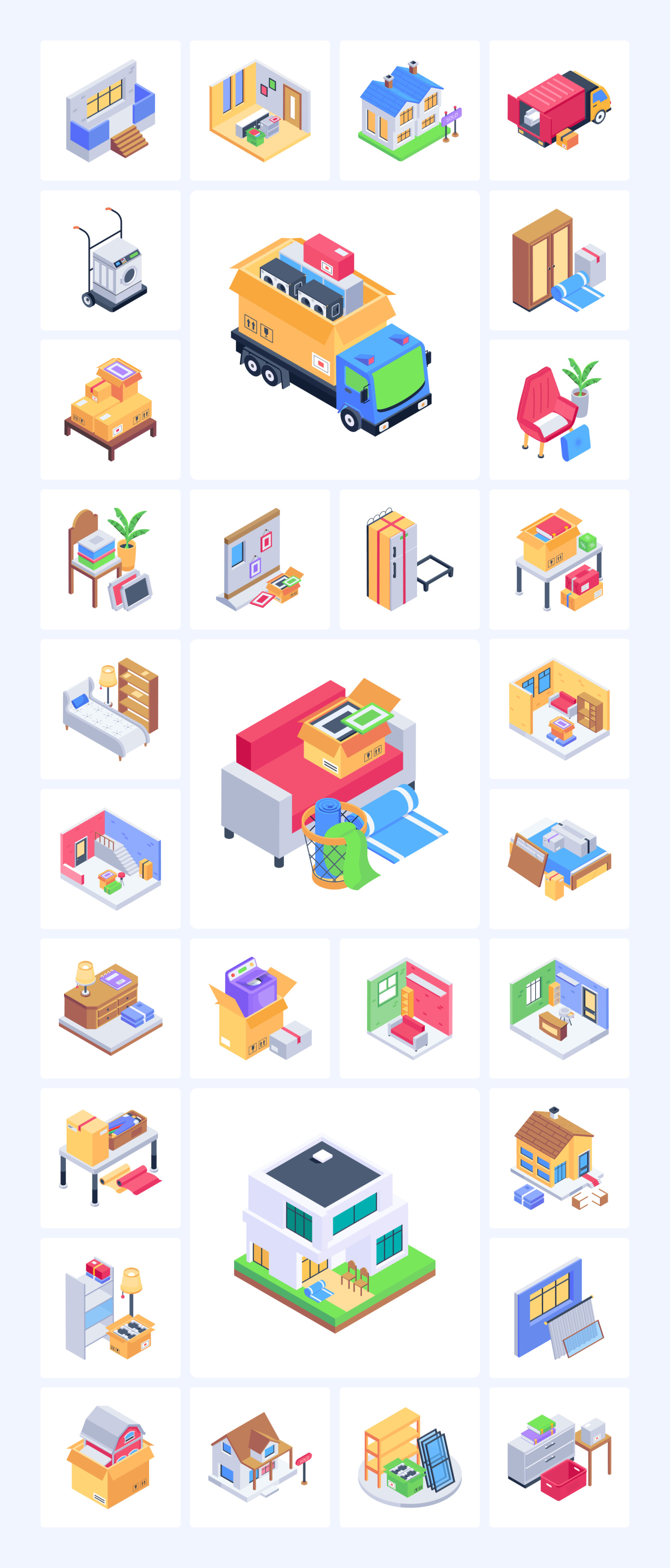 Moving Home Isometric Icons Moving Home Isometric Icons