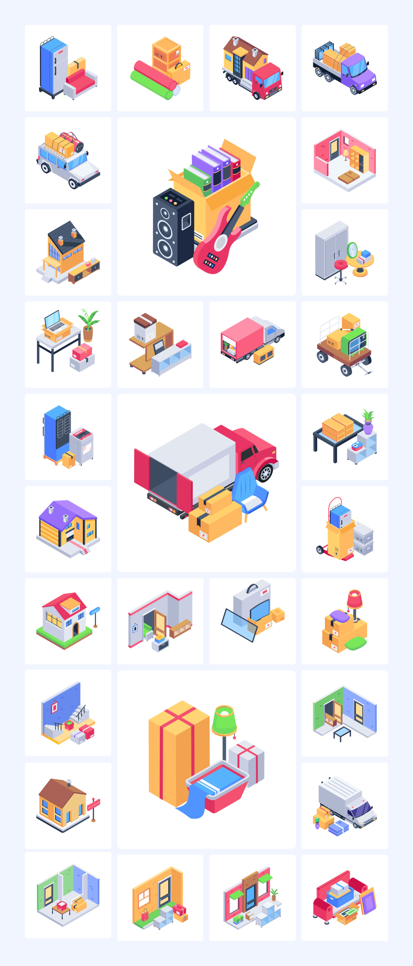 Moving Home Isometric Icons Moving Home Isometric Icons