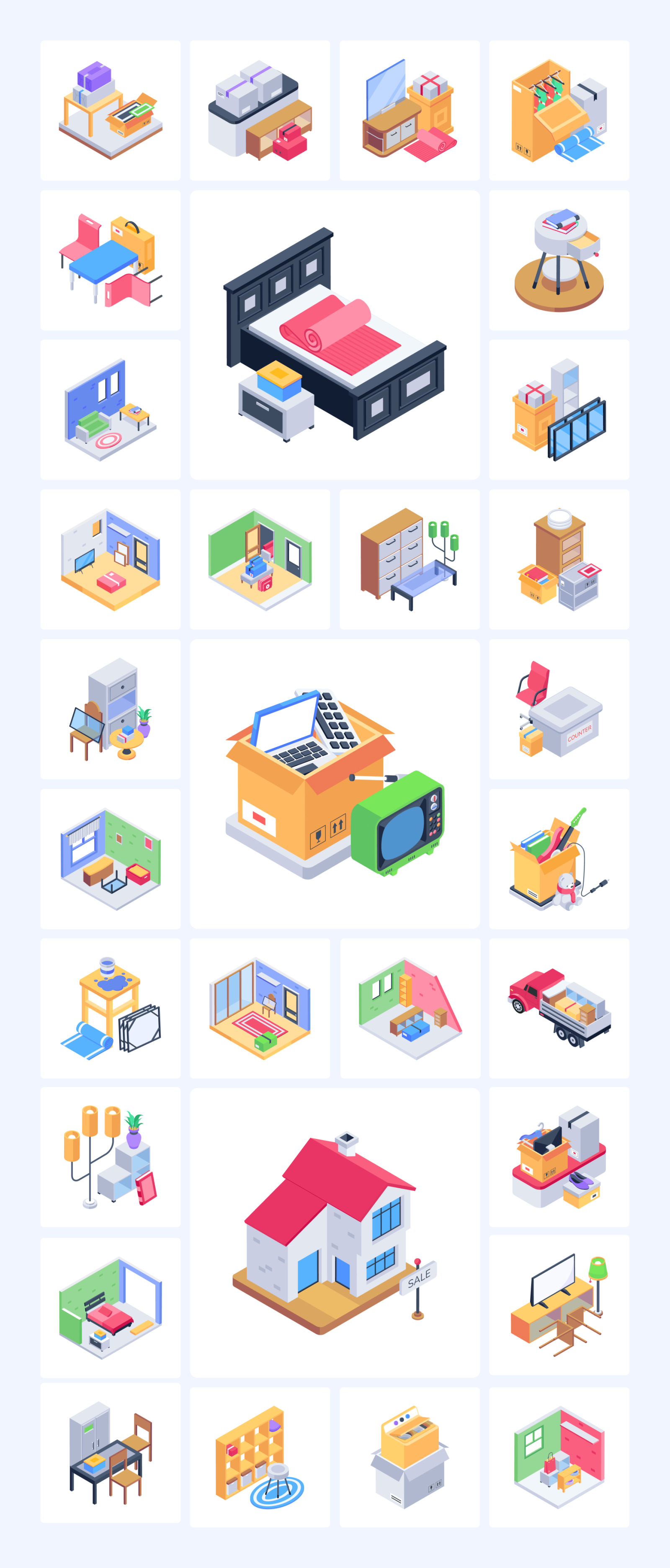 Moving Home Isometric Icons Moving Home Isometric Icons